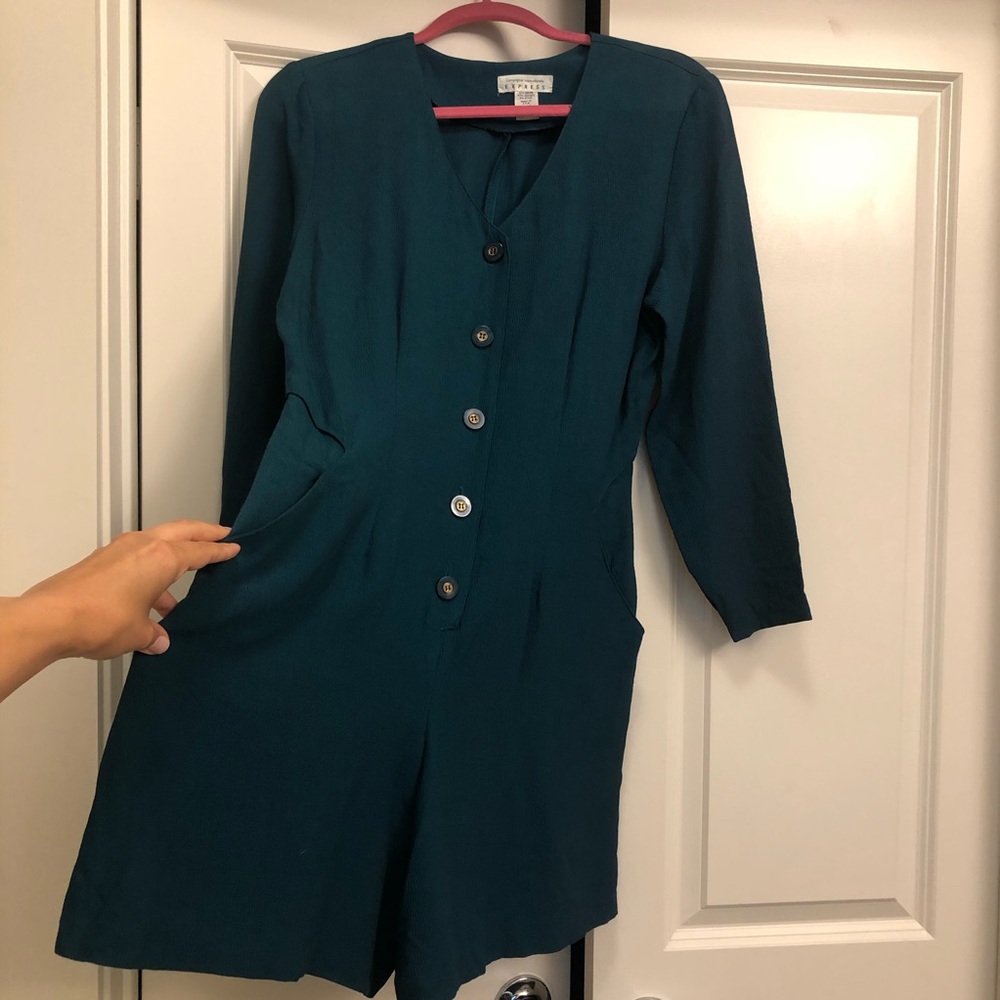 90s Express teal crepe romper